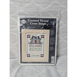 Vintage Needlemagic Counted Thread Cross Stitch Kit Welcome Sampler w Frame